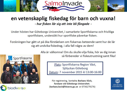 Vetenskaplig fiskedag för barn och vuxna lördag 7 november