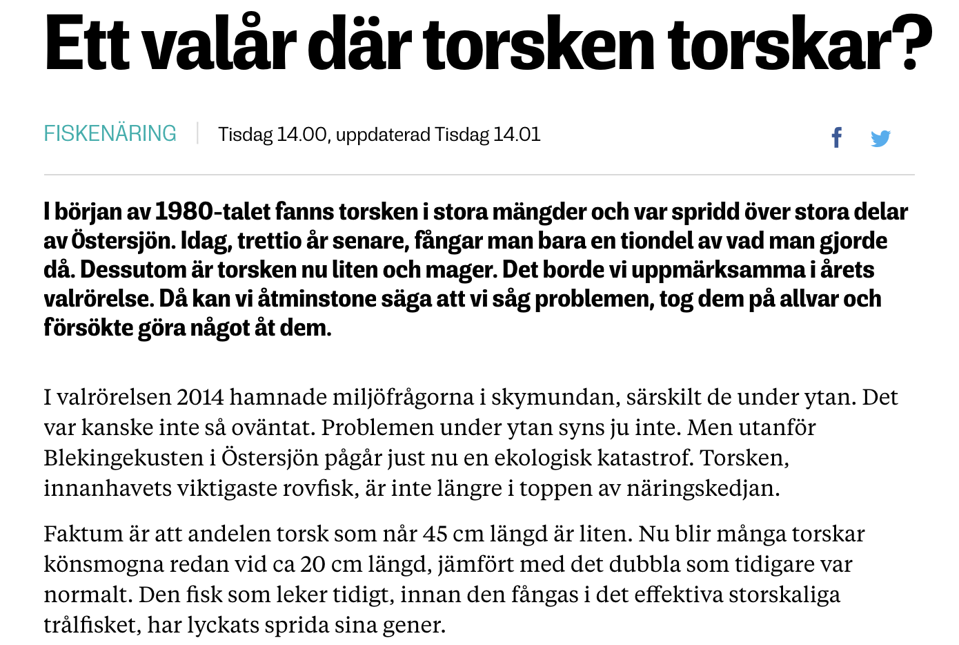 Ett valår där torsken torskar?